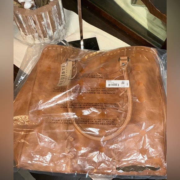 NWT Bed Stu Rebekah Shoulder Travel Weekend Bag XL Tote Tan Rustic MSRP $520 - Picture 14 of 15